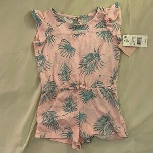 NWT toddler girl GRAYSON mini palm leaves pink boho romper 4T